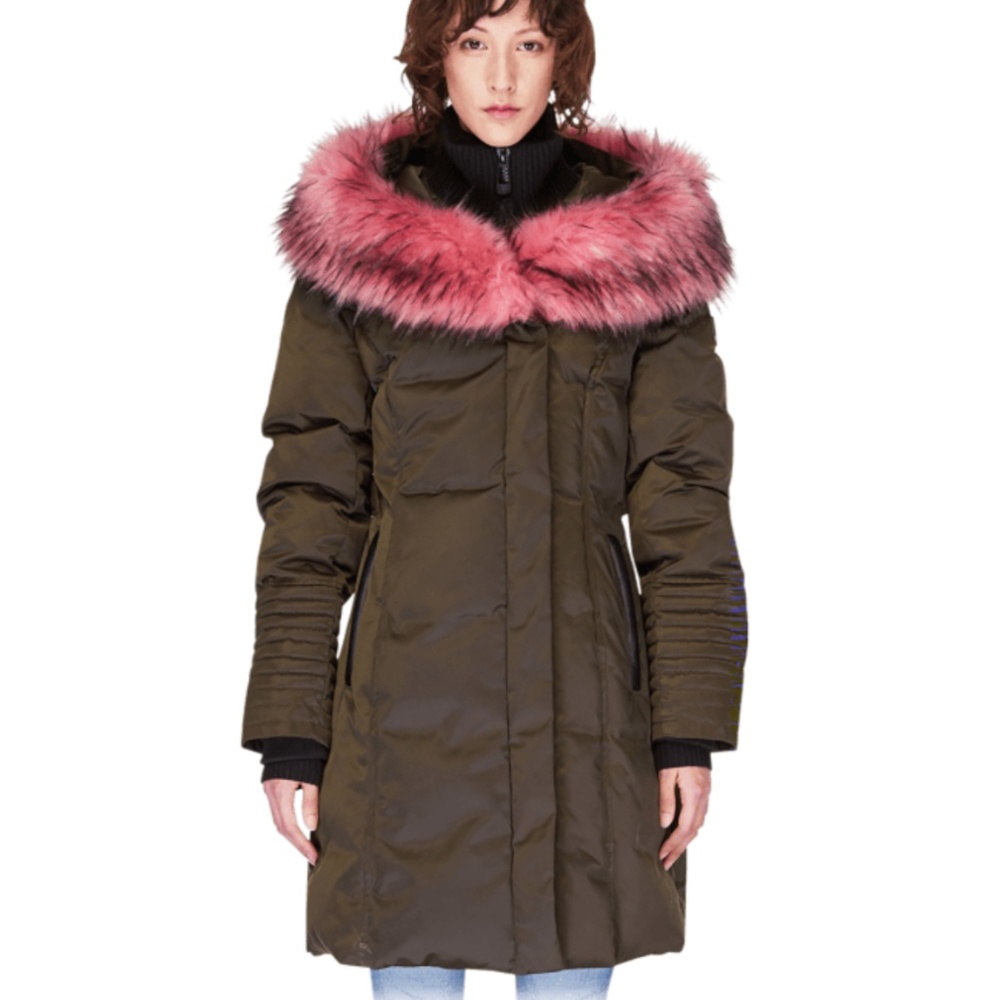 Noize Jessica Jacket forest green w/ pink fur